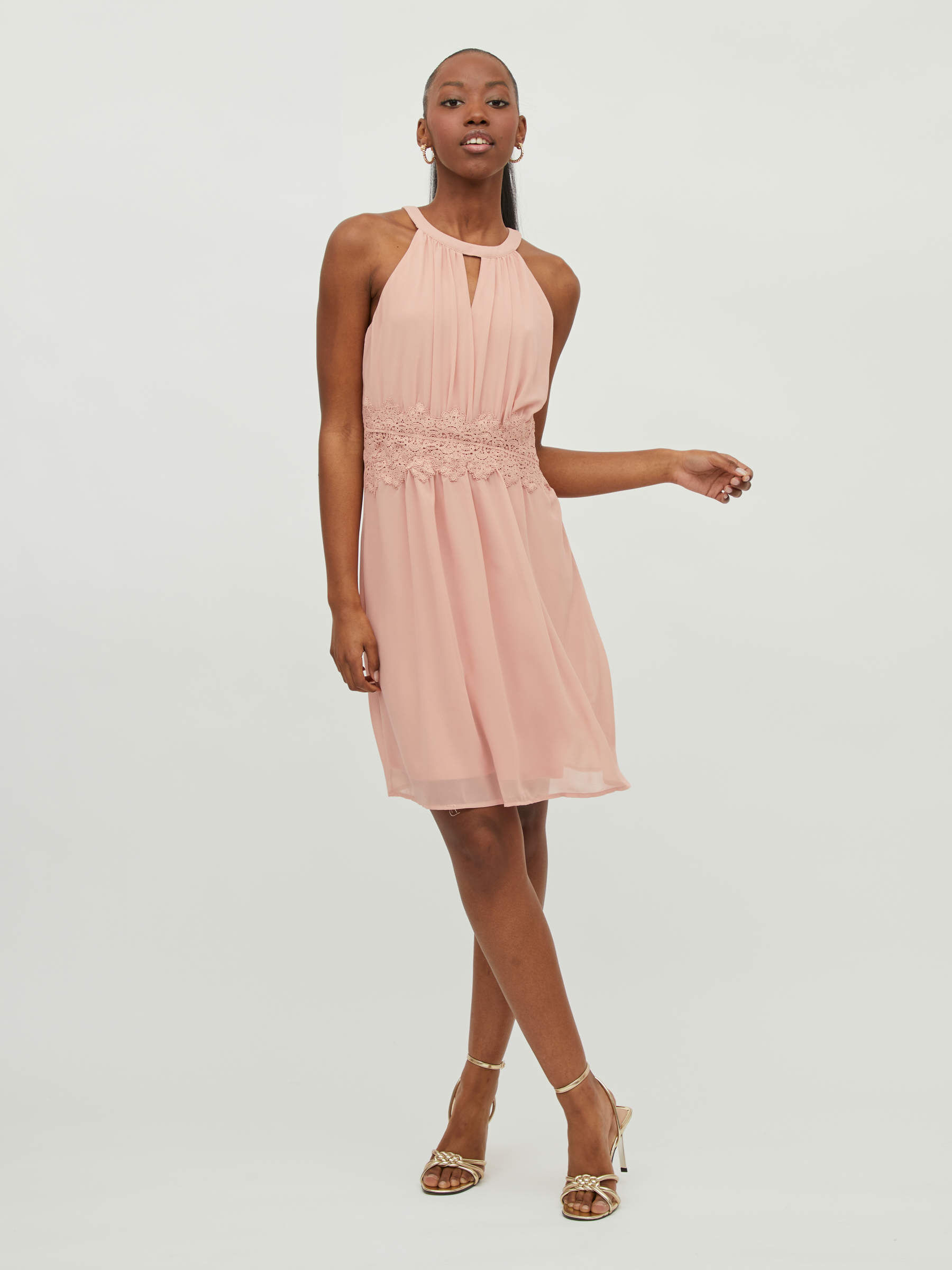 HALTER NECK MINI DRESS (Pink) | Vila ...